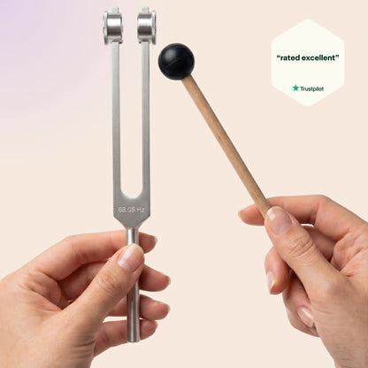 68.05 Hz Earth Star Tuning Fork with black rubber hammer