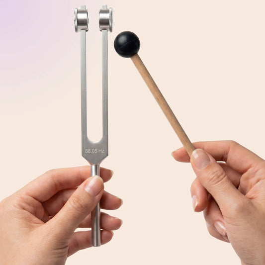 68.05 Hz Earth Star Tuning Fork with black rubber hammer